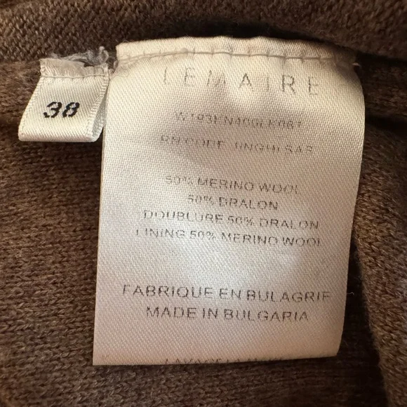 LEMAIRE Brown Merino Wool Sweater - Size 38 Small - Picture 4 of 4